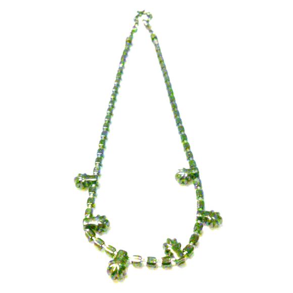 Vintage Japanned Clear Rhinestone Choker Necklace * - Picture 5 of 5